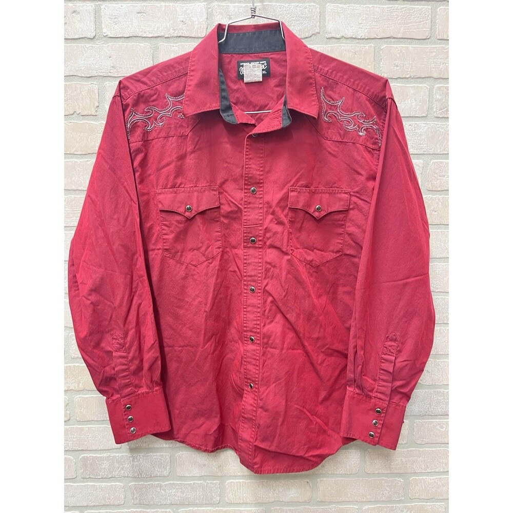 Wrangler Pearl Snap Shirt Men’s Size XL Red Western Long Sleeve Cowboy
